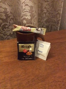 Mmm coffee in the morning in our rooms. 