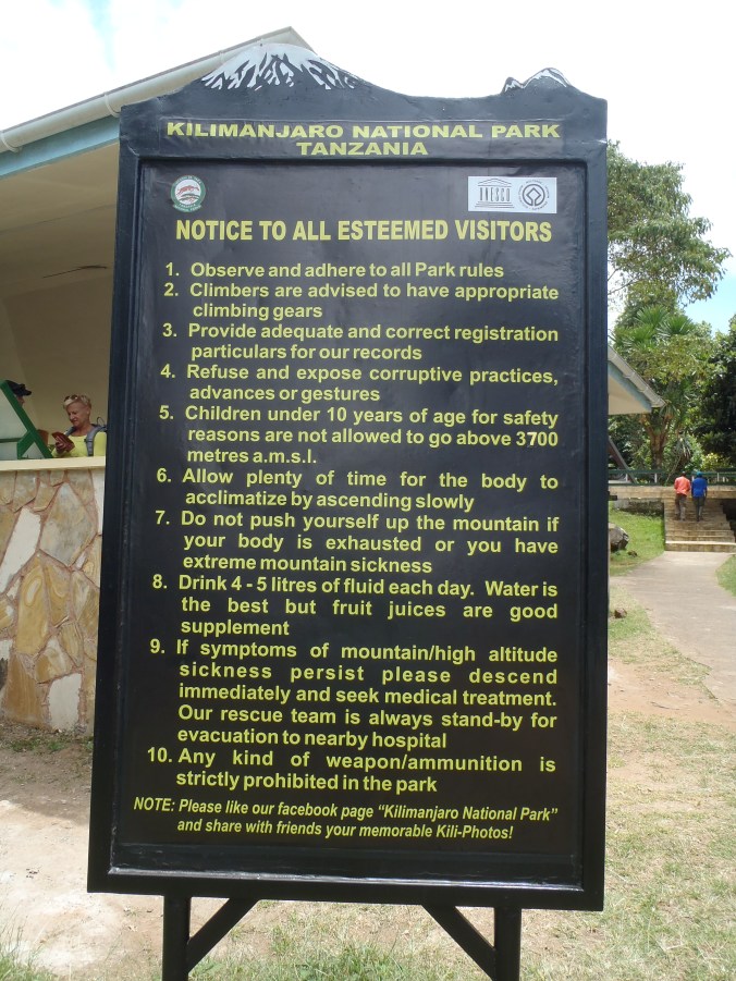 Kilimanjaro Notice to All Esteemed Visitors